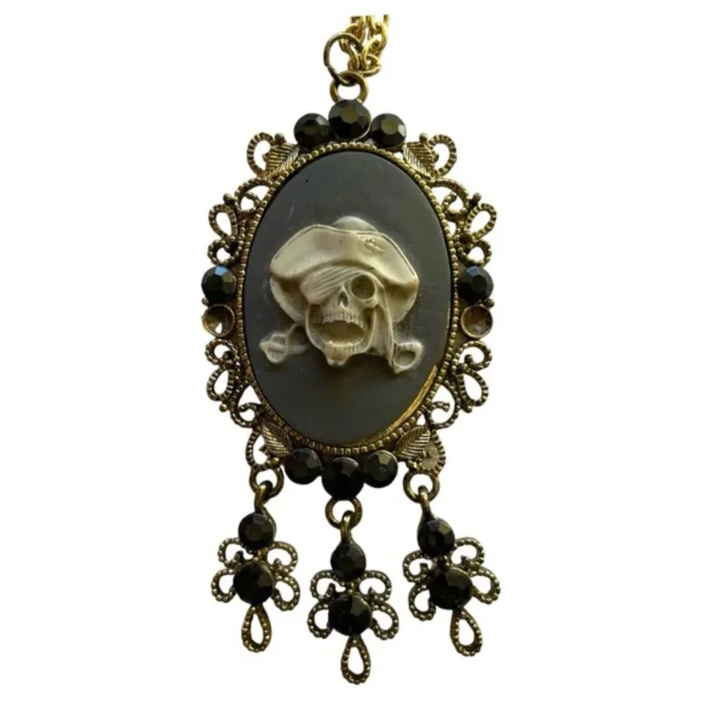 Pirate Skull Cameo Themed Necklace